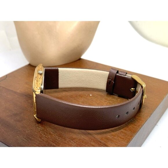 Seiko Men's Watch 7N07-5019 Tank Vintage Quartz White Dial Gold Brown Leather - Picture 8 of 13